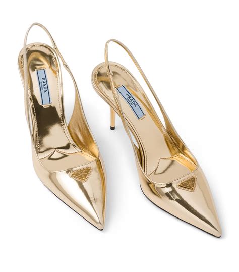 Prada: Women's Metallic Leather Slingback Pumps 